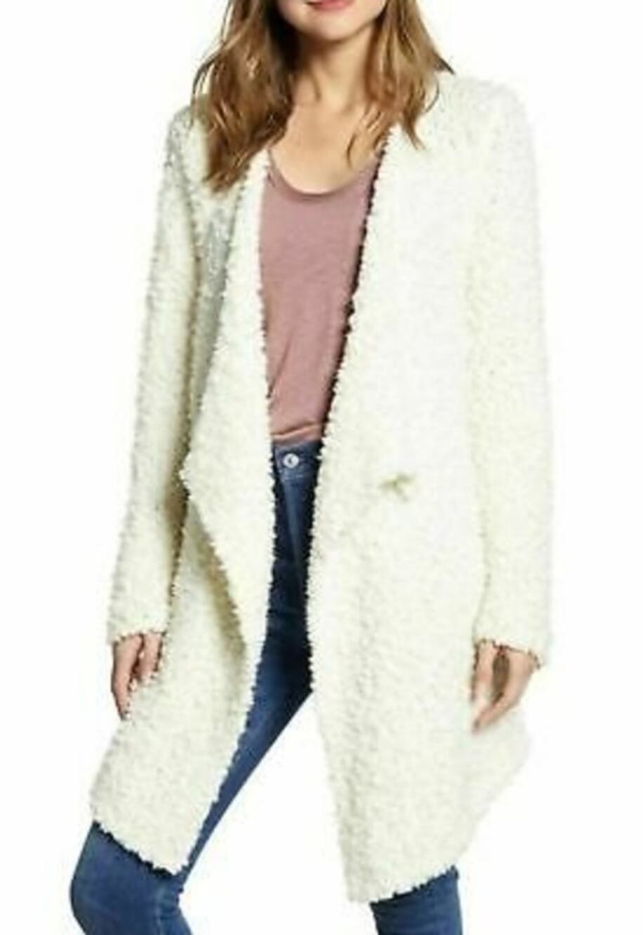 1 State Front Open Cardigan Sweater Long Sleeves Antique White Size Small NWT